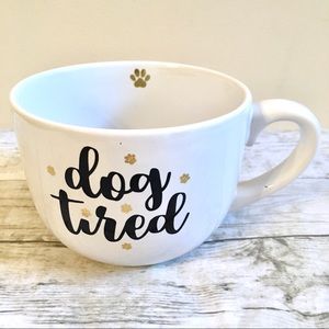 Dog Tired Coffee Mug/Cup - Large - White/Black